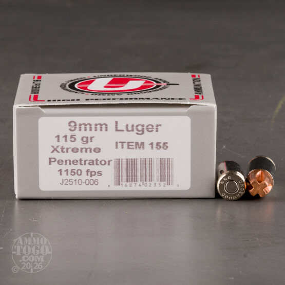 20rds – 9mm Underwood 115gr. Xtreme Penetrator Ammo