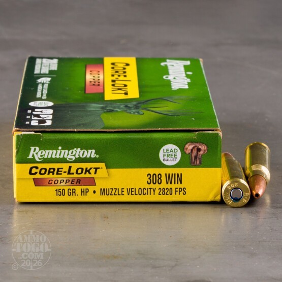 20rds – 308 Win Remington Core-Lokt Copper 150gr. SCHP Ammo