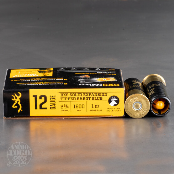 5rds – 12 Gauge Browning BXS 2-3/4" 1oz. Tipped Copper Sabot Slug Ammo