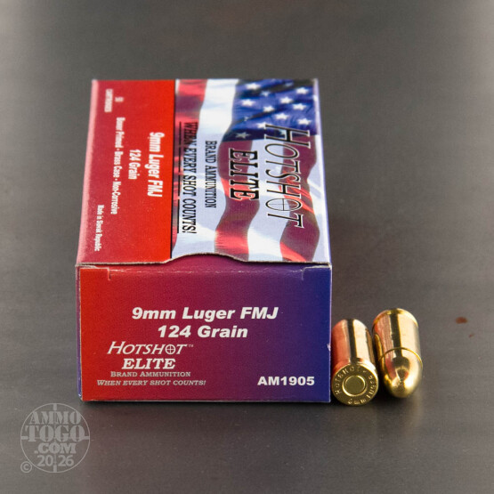 500rds - 9mm Luger Hotshot Elite 124gr. FMJ Ammo