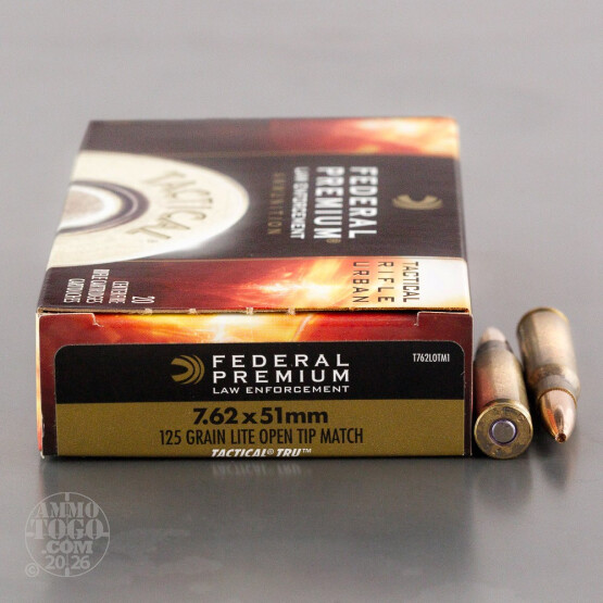 20rds – 7.62x51 Federal Premium Law Enforcement Tactical TRU 125gr. Lite OTM Ammo 