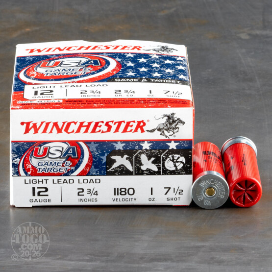 25rds – 12 Gauge Winchester USA Game & Target 2-3/4" 1oz. #7.5 Shot Ammo
