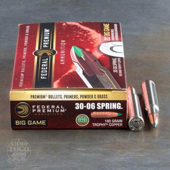 20rds – 30-06 Federal Vital-Shok 180gr. Trophy Copper Ammo
