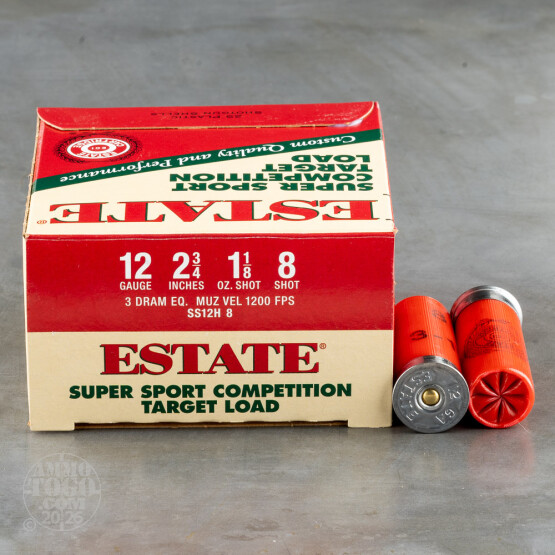 250rds – 12 Gauge Estate Super Sport Competition Target 2-3/4" 1-1/8oz. #8 Shot Ammo