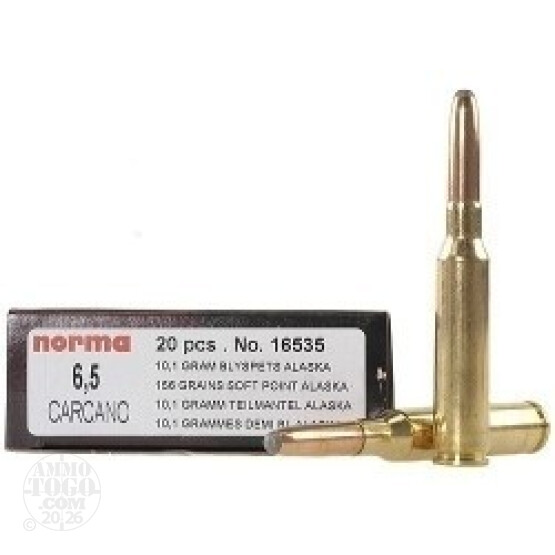 20rds - 6.5 Carcano Norma 156gr. Alaska Soft Point Ammo