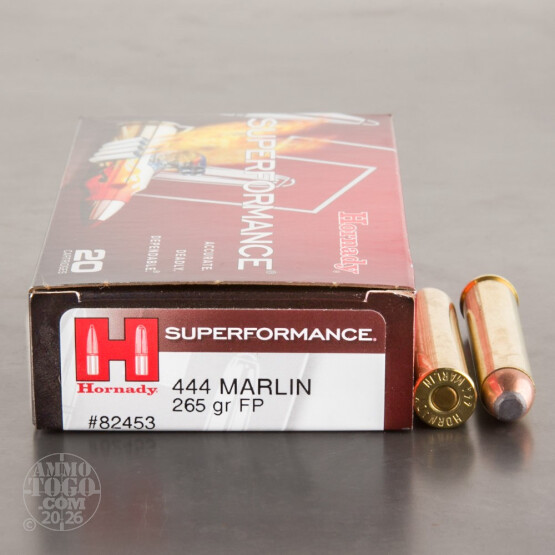 20rds - 444 Marlin Hornady 265gr. Flat Point Ammo
