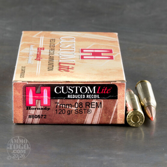 20rds – 7mm-08 Rem Hornady Custom Lite 120gr. SST Ammo