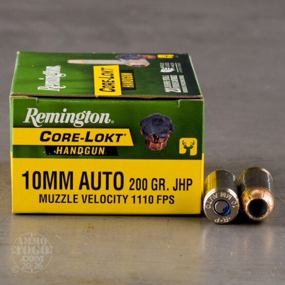 20rds – 10mm Remington Core-Lokt 200gr. JHP Ammo
