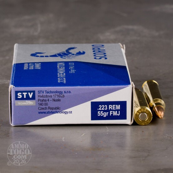 1000rds – 223 Rem Scorpio 55gr. FMJ Ammo