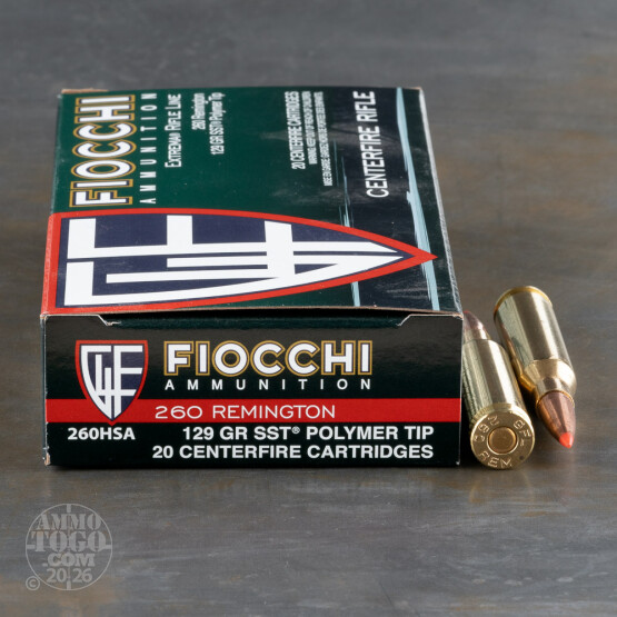 20rds – 260 Rem Fiocchi 129gr. SST Ammo