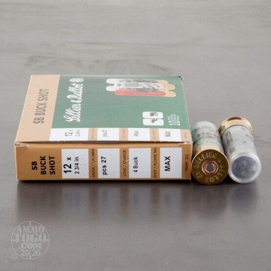10rds - 12 Gauge Sellier & Bellot 2 3/4" 1 1/8oz. Max Dram 27 Pellet #4 Buckshot Ammo