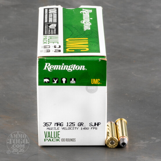 100rds - 357 Mag Remington 125gr. Semi Jacketed Hollow Point Ammo