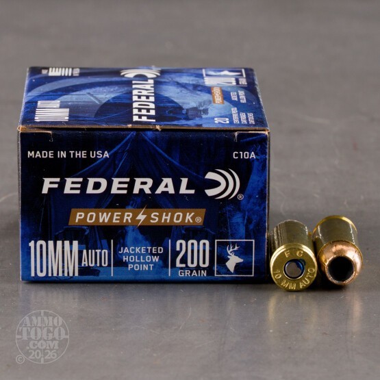 20rds – 10mm Federal Power-Shok 200gr. JHP Ammo