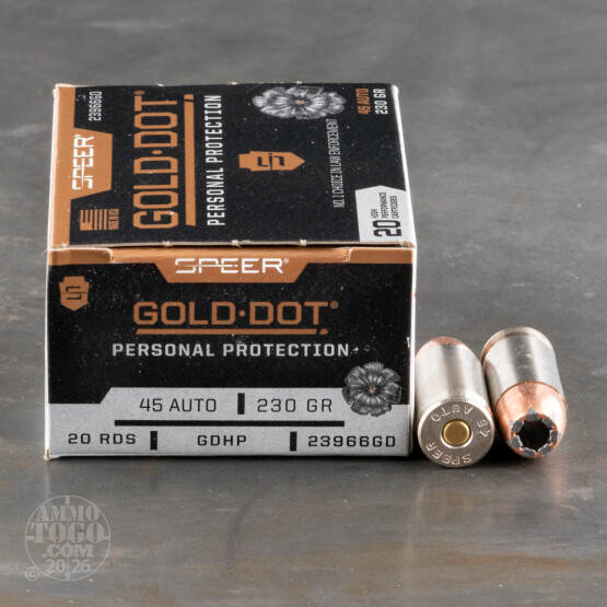 20rds – 45 ACP Speer Gold Dot 230gr. JHP Ammo