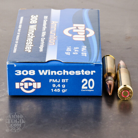 500rds - 308 Prvi Partizan 145gr. FMJ-BT Ammo