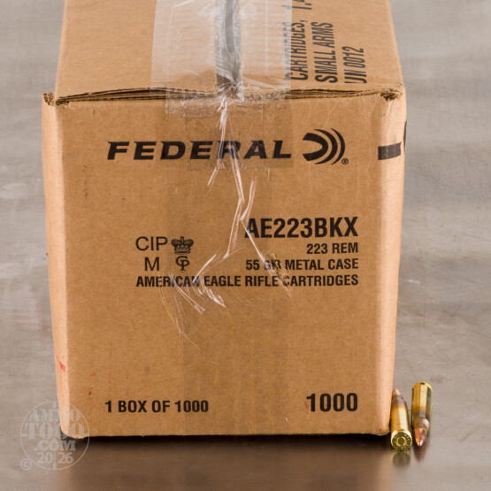 1000rds – 223 Rem Federal American Eagle 55gr. FMJBT Ammo