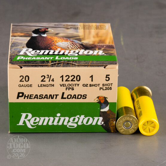 25rds - 20 Gauge Remington Pheasant Load 2 3/4" 1oz. #5 Shot Ammo
