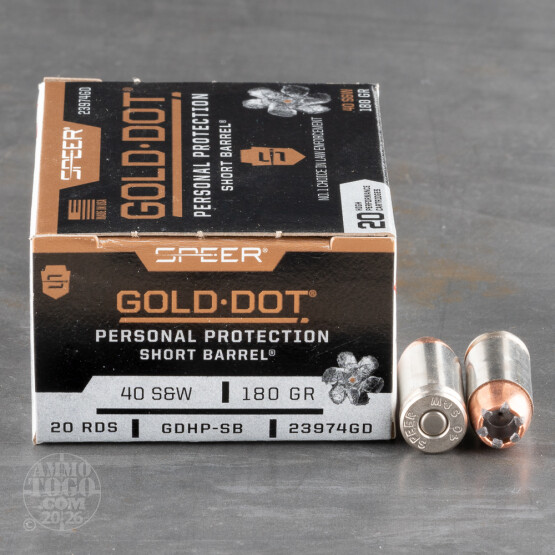 20rds - 40 S&W Speer Gold Dot Short Barrel 180gr. HP Ammo