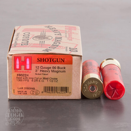 10rds - 12 Ga. Hornady 3" Heavy Magnum Coyote 00 Buck Ammo