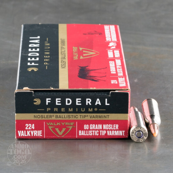 200rds - 224 Valkyrie Federal 60gr. Nosler Ballistic Tip Ammo