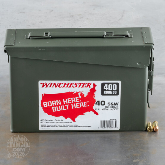 400rds – 40 S&W Winchester 165gr. FMJ Ammo in Ammo Can