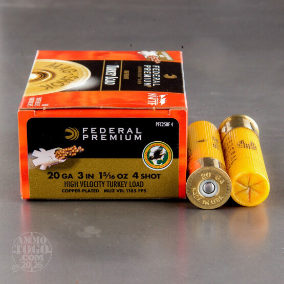 100rds - 20 Gauge Federal Mag-Shok 3" 1 5/16oz. #4 Turkey Load