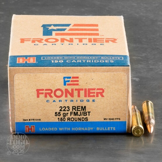 150rds – 223 Rem Hornady Frontier 55gr. FMJ Ammo