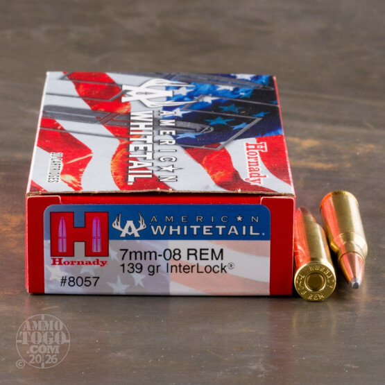 20rds - 7mm-08 Rem. Hornady American Whitetail 139gr. InterLock SP Ammo