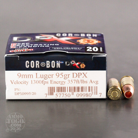 20rds - 9mm Corbon DPX 95gr. Hollow Point Ammo