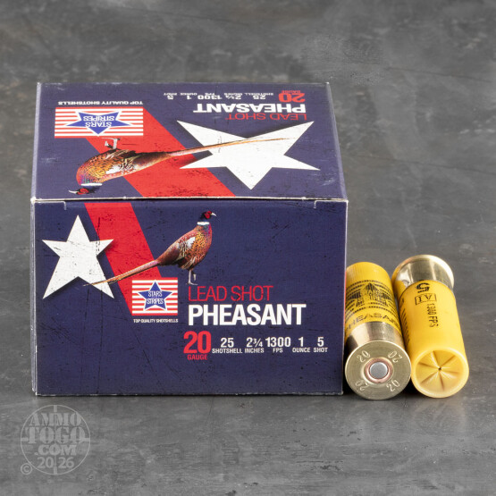 250rds – 20 Gauge Stars & Stripes 2-3/4" 1oz. #5 Shot Ammo