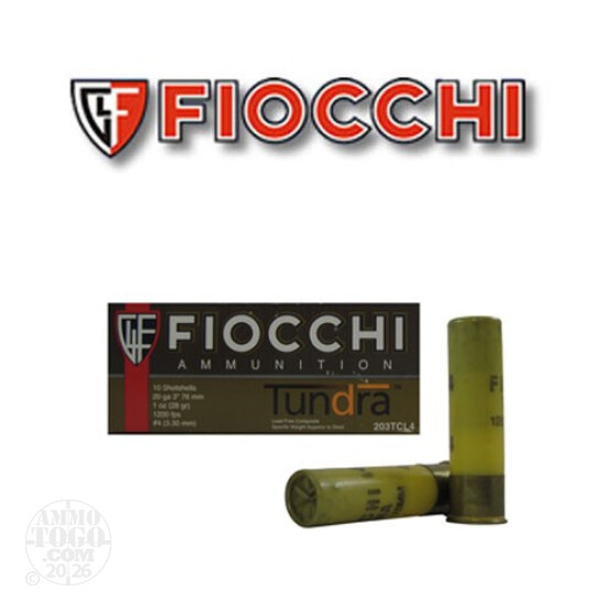 10rds - 20 Gauge Fiocchi Tundra 3" 1oz. #4 Shot Lead Free Ammo