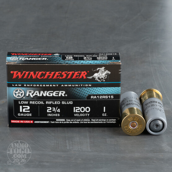 25rds – 12 Gauge Winchester Ranger Low Recoil 2-3/4" 1oz. Rifled Slug Ammo