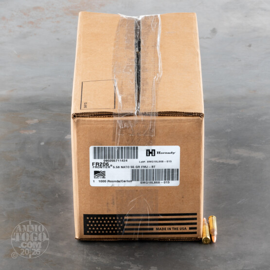 1000rds – 5.56x45 Hornady Frontier 55gr. FMJ M193 Ammo