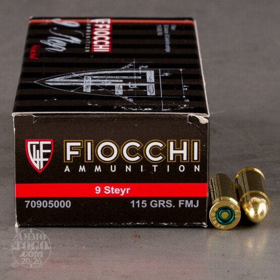 50rds – 9mm Steyr Fiocchi Heritage 115gr. FMJ Ammo
