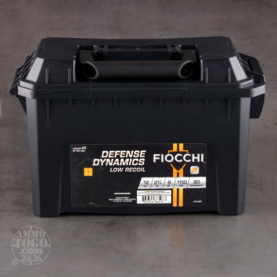 80rds – 12 Gauge Fiocchi Low Recoil 2-3/4" 9 Pellets #1 Buckshot Ammo in Field Box