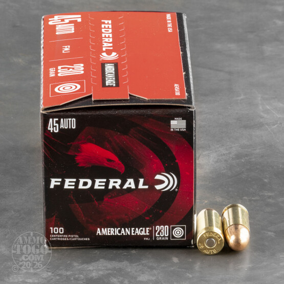 500rds - 45 ACP Federal American Eagle 230gr. FMJ Ammo