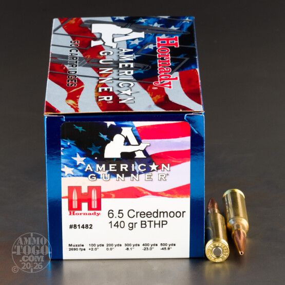 500rds – 6.5 Creedmoor Hornady American Gunner 140gr. HPBT Ammo