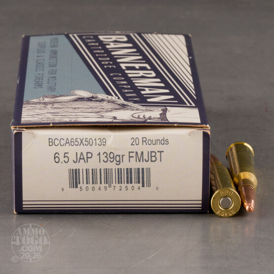 20rds – 6.5 Japanese Bannerman 139gr. FMJBT Ammo
