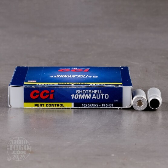 10rds – 10mm CCI Pest Control Shotshell 95gr. #8 Bismuth Shot Ammo