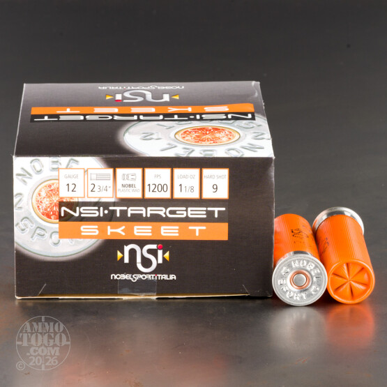 250rds - 12 Gauge NSI Skeet 2 3/4" 3 Dram 1 1/8oz. #9 Shot Ammo