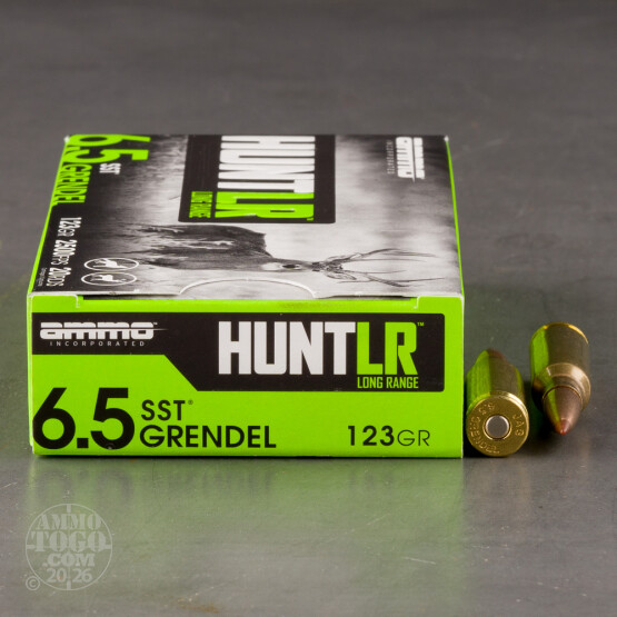 20rds – 6.5 Grendel Ammo Inc. Hunt LR 123gr. SST Ammo