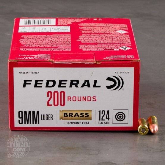 200rds – 9mm Federal Champion 124gr. FMJ Ammo