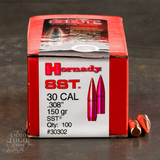 100pcs - 30 Cal .308 Dia Hornady SST 150gr. Polymer Tip Bullets