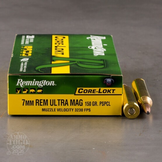 20rds – 7mm Rem Ultra Mag Remington Core-Lokt 150gr. PSP Ammo