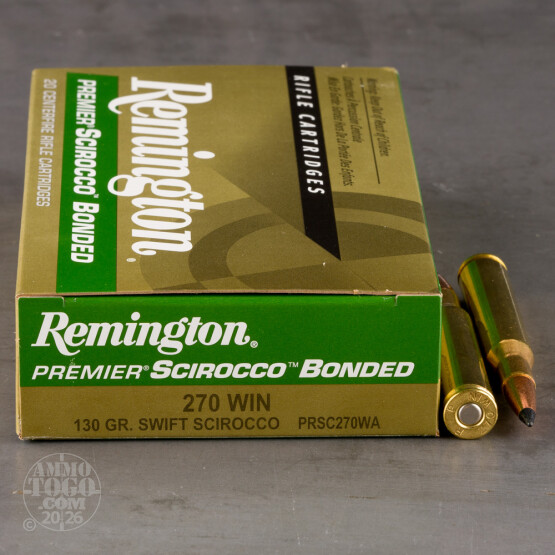 20rds - 270 Win Remington Premier 130gr. Swift Scirocco Bonded Ammo