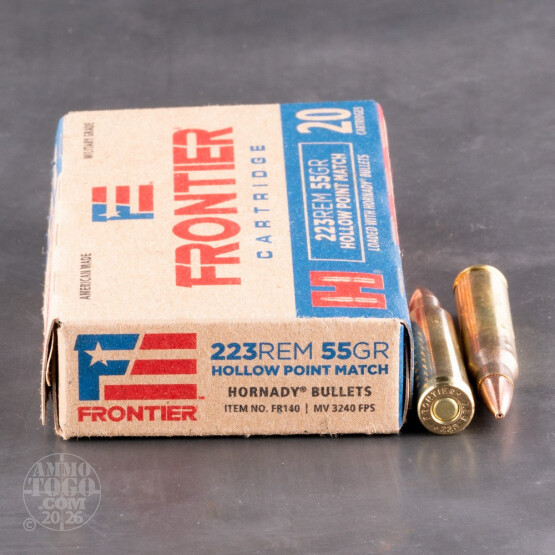 500rds – 223 Rem Hornady Frontier 55gr. HP Match Ammo