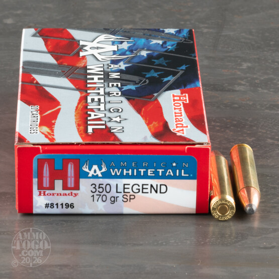 20rds – 350 Legend Hornady American Whitetail 170gr. InterLock Ammo