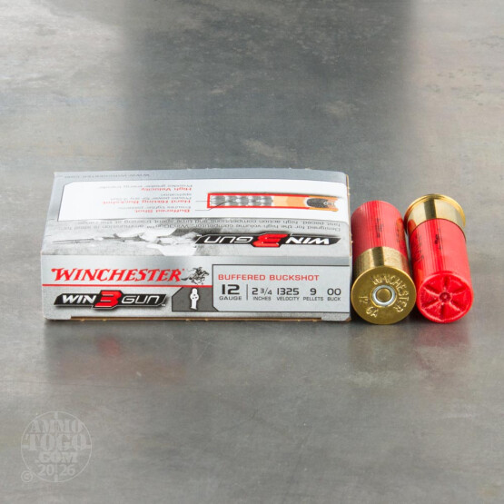 250rds – 12 Gauge Winchester Win3Gun 2-3/4" 9 Pellet 00 Buckshot Ammo