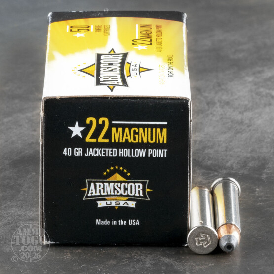 50rds – 22 WMR Armscor 40gr. JHP Ammo