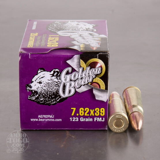 20rds - 7.62x39 Golden Bear 123gr. FMJ Ammo